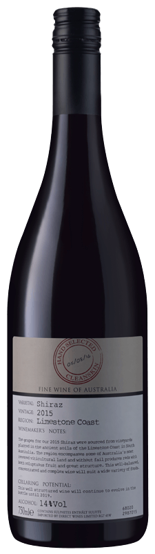 Cleanskin Limestone Coast Shiraz 2015