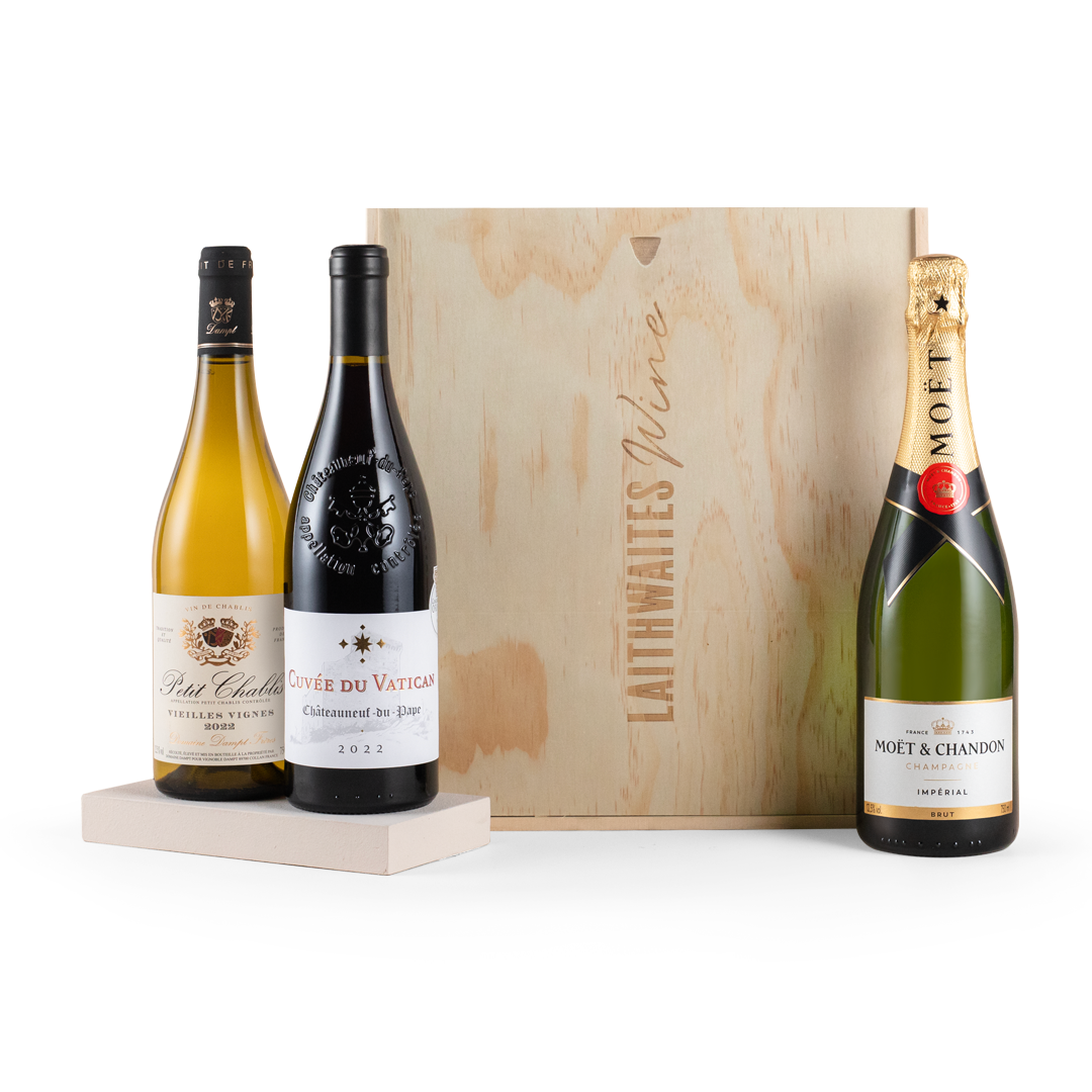 Fine Wine Trio In Wooden Gift Box