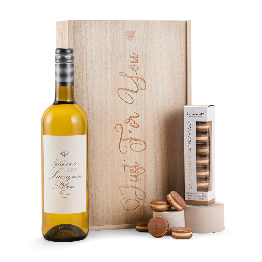 Hotel Chocolat Macarons & White Wine Gift Set - Delivery From Late September