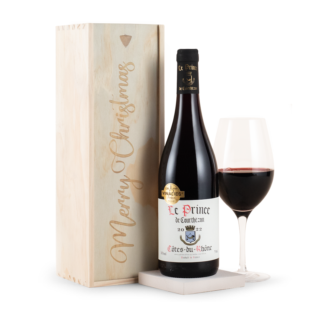 Red Wine In Merry Christmas Gift Box